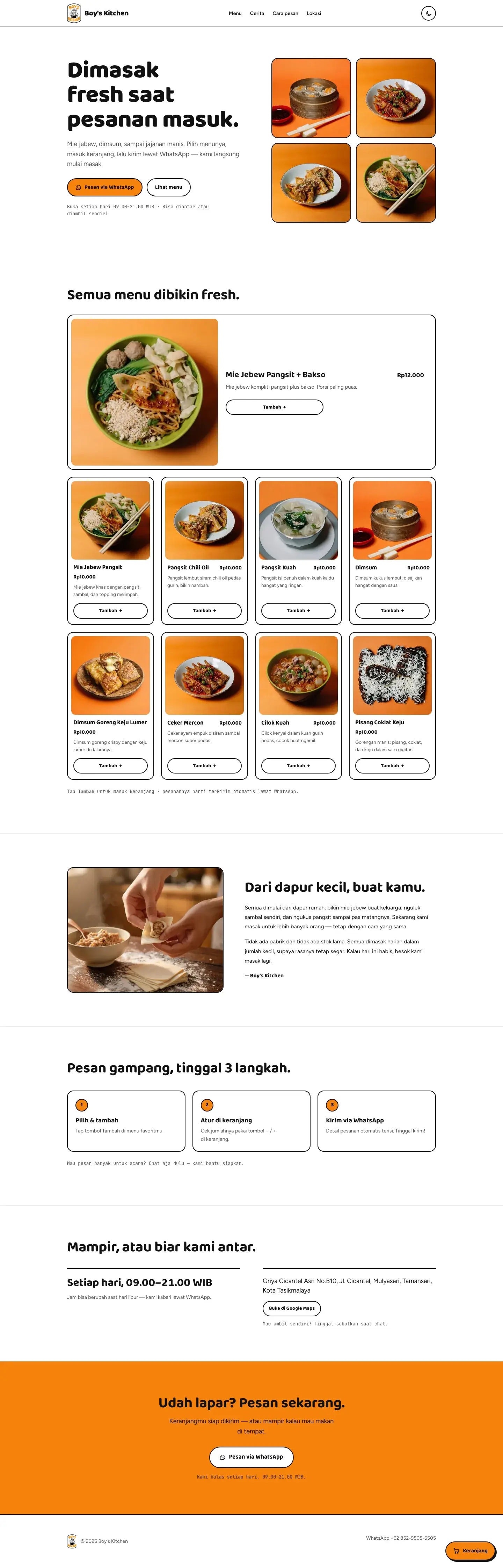 Boy's Kitchen Website Preview