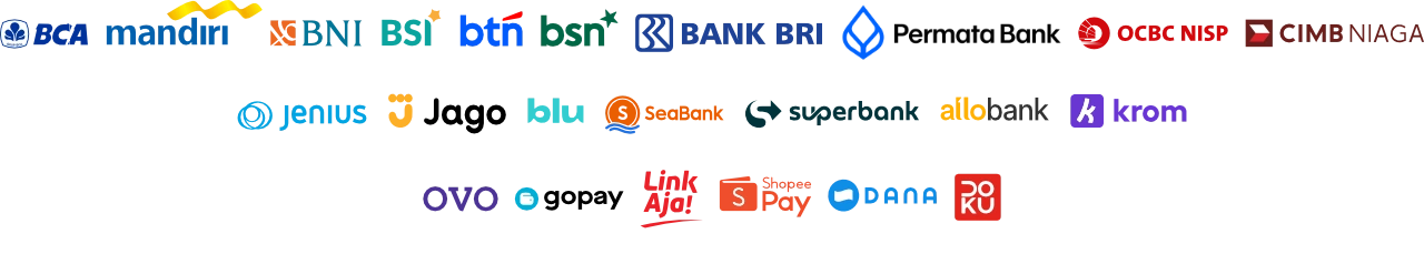 Metode Pembayaran Imago: QRIS Nasional, BCA, Mandiri, BNI, BRI, Permata